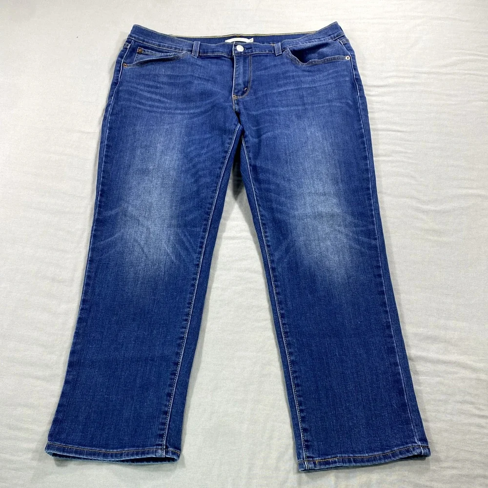 Levis‎ Boyfriend Jeans Womens 36x25 Blue Denim Mid Rise Casual Comfort Stretch ^
